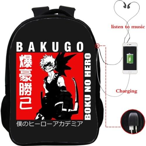 Back To School Backpacks Bag Kawaii Anime My Hero Academia Laptop Backpack Mochila Para Hombre 16 Inch Usb Anime Mochila Escolar