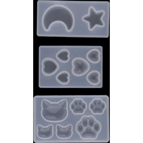 Heart/Cat/Star Resin Silicone Mold DIY Jewelry Making Epoxy Mold Kit Wedding Party Cake Decorations Shaping