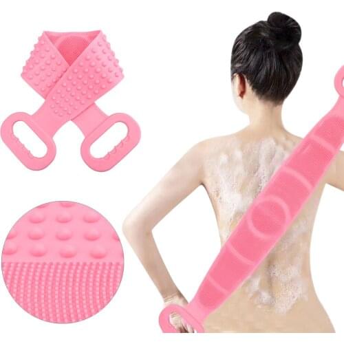 Silicone Body Skin Towel Brush Exfoliating Back Strap Body Scrubber Rubbing Back Mud Peeling Body Massage Shower