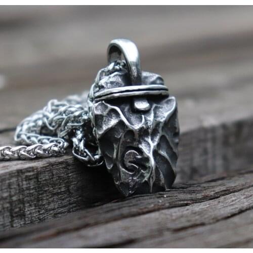 Vintage Original Rune Stone Arrow Stainless Steel Pendant Necklace Viking Nordic Amulet Jewelry