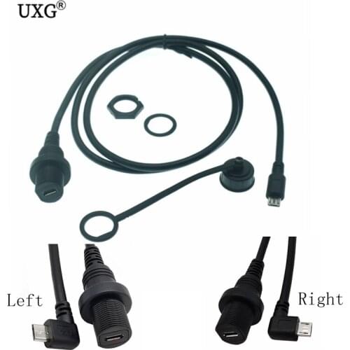 90 degreeIP67 Micro USB Waterproof Cable Micro-USB 2.0 5pin IP67 Male to Female Panel Mount Water Proof Connector Extension Cord