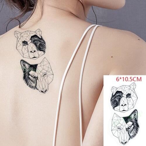 Waterproof Temporary Tattoo Sticker ins Panda wolf black and white grid cool Body Art flash tatoo fake tatto for Women Men