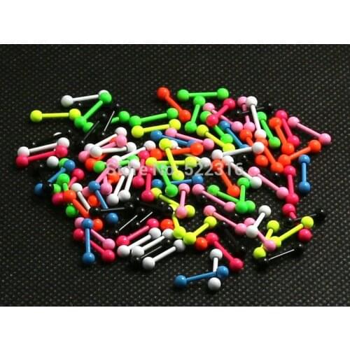 Neon color paint stainless steel barbell 40pcs body piercing jewelry mix lots 8 colors small stud earrings dumbell