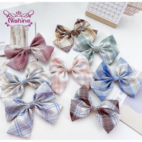 1 PCS 21*21 CM New JK Style Girls Cute Colorful Plaid Bow Hair Clips Fashion Sweet Women Hairpins Lady Headwear Birthday Gifts