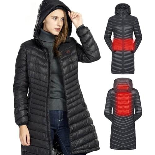 Women Fashion Warm Winter Outdoor Camping Long Down Heated Jacket