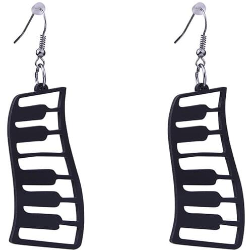 2019 New Design Hollow Out Black Piano keys Earrings For Women Trendy Personality Singer Web celebrity Acrylic Earrings E19035