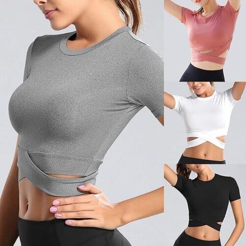 Women Long Sleeve Running Shirts Sexy Exposed Navel Yoga T-shirts Solid Sports Quick Dry Fitness Gym Crop Tops Sportwear