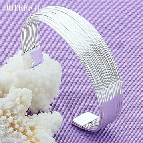 DOTEFFIL 925 Sterling Silver Multi-line Bracelet Bangle For Woman Wedding Engagement Fashion Charm Party Jewelry