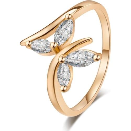 Plant finger ring women zircon metal material exquisite lovely style friend lover new year gifts