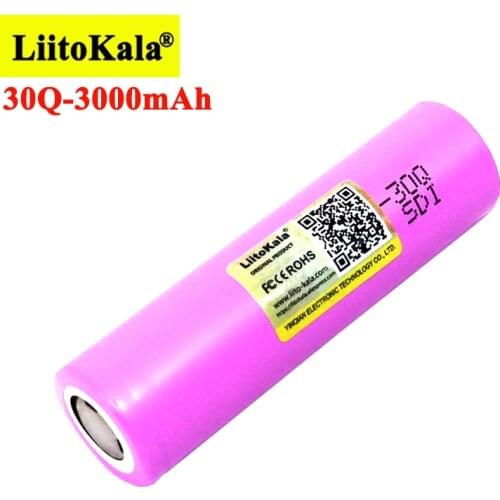 1pcs Liitokala 3.7V 18650 Original ICR18650 30Q 3000mAh lithium Rechargeable battery Discharge 15A 20A Batteries