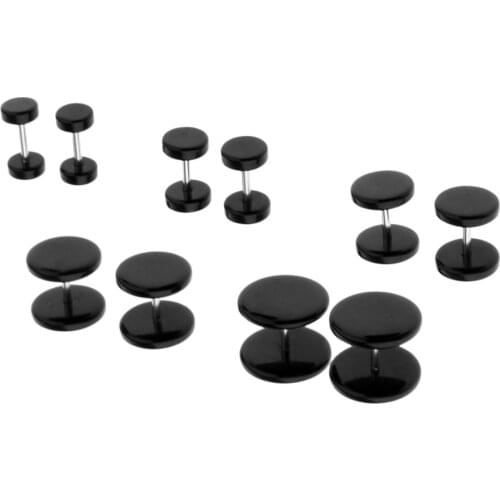 5 Pairs Punk Fake Cheater Ear Stretcher Expander 16G Stem Plug Stud Earrings