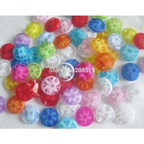 NBNOWO 50pcs children shirt buttons 12mm round back-hole sewing resin flower buttons sewing accessory