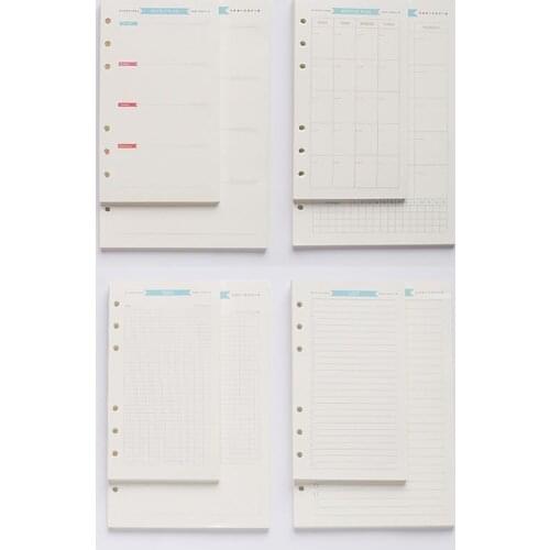 6 Holes Spiral Planner Refill Inner Paper Diary Weekly Monthly Plan To do List Colorful Pattern Page for A6 Loose Leaf Notebook