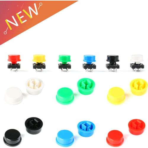60PCS Round Tactile Button Caps Kits 9.58*5.1mm for 12*12*7.3mm Micro Tact Switch For Arduino(6Color)