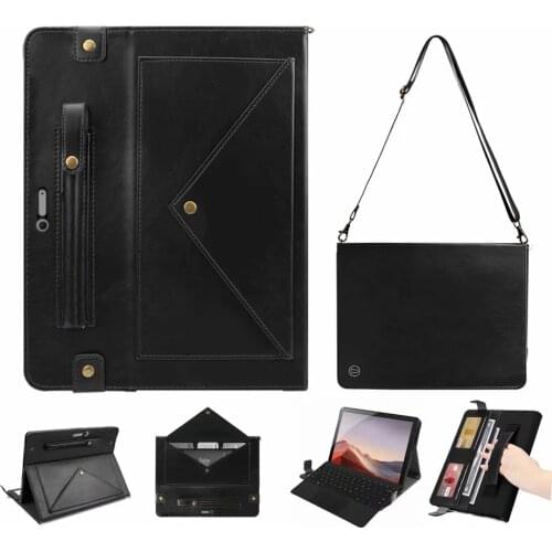 Strap Solid PU Leather Wallet Case for Microsoft Surface Pro 7 6 5 4 Pro7 Pro6 12.3'' Tablet Case Shockproof Cover Stand Shell