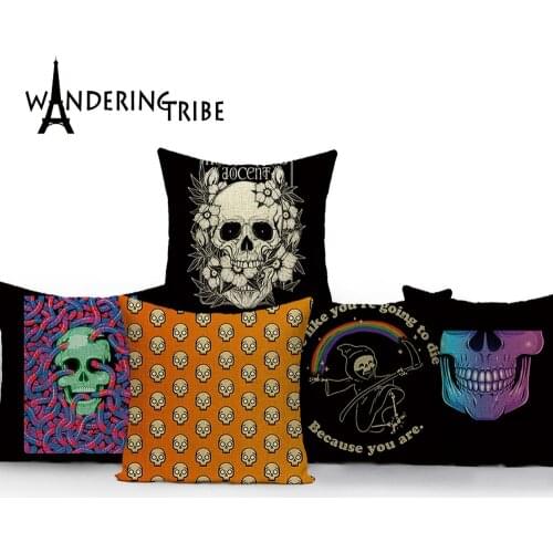 Horror Skull Cushion Cover Mexican Skeleton Home Decorative Pillow Case Sofa Throw Pillow Cover Bed Decoration Cushions Covers