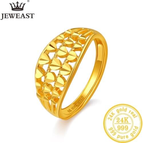 JLZB 24K Pure Gold Ring Real AU 999 Solid Gold Rings Elegant Shiny Beautiful Upscale Trendy Classic Jewelry Hot Sell New 2020