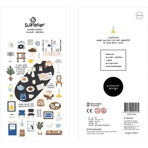 Korean Import Brand Sonia Cafe Blue Desserts Stickers Scrapbooking DIY Journaling Diary Stationery Sticker Art Supplies