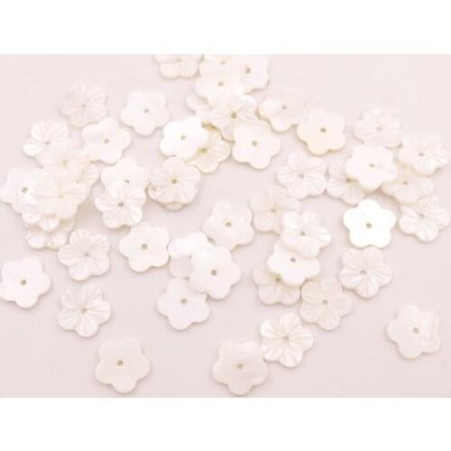 Lots 50 PCS 12mm Flower Shell Carve Natural White Mother of Pearl Loose Beads