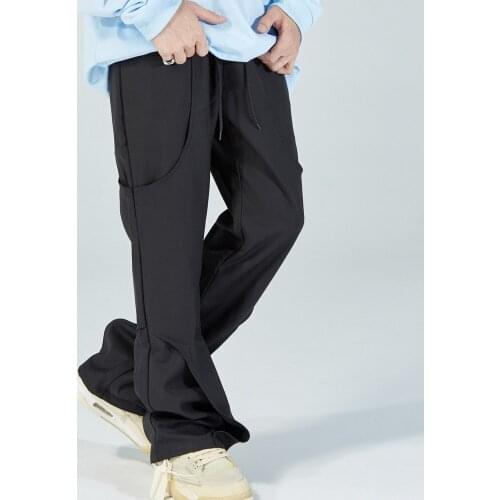 Eukaaru Fashion Men Casual Pants Mens Streetwear Clothing Hip Hop Sweatshirt Pants Loose Straight Elastic Waist Flared Trousers