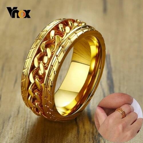 Vnox Spinner Tire Texture Ring with Spinner Chain 8mm Stainless Steel Band for Men Auto Car Lover Accessory Gift for Him