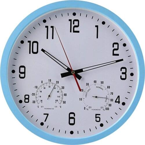 Round Shape Wall Hanging Clock With Temperature And Humidity Display