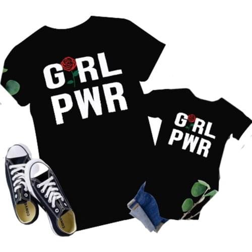 Mama and Daughter Mommy and Me Clothes Summer Rose Print T shirt Baby Girl Clothes Family New Women Mom Girl Boys T Shirt Cotton