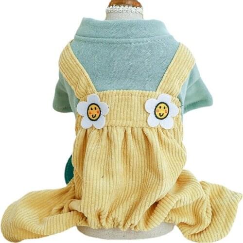 Autumn/Winter Pet Clothes Princess Teddy Pomeranian Flower Dress Romper Cat Pink Jumpsuit Small Dog Puppy Couples Lovers Clothes