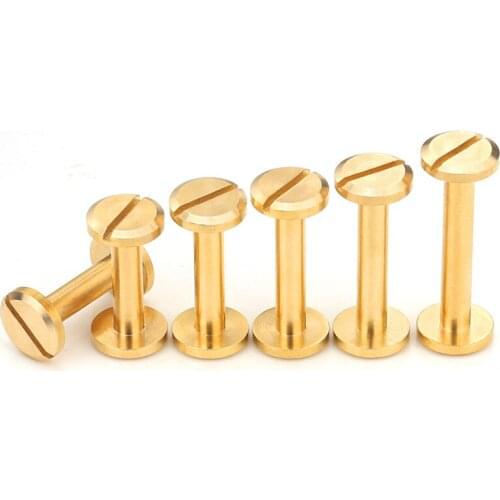 5set Solid Brass Screws Binding Nail DIY Double Flat Stud Rivets for Photo Album Leather Craft Studs Belt Wallet Fasteners