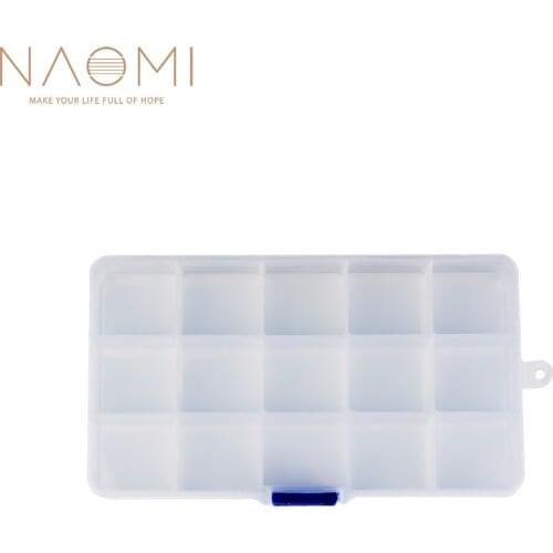 NAOMI 15 Grids Plastic Storage Box Guitar Picks Storage Box Musical Instrument Accessories Portable Storage Clear Containers