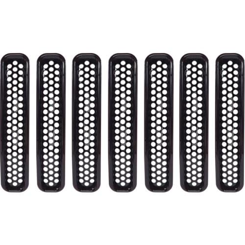 Honeycomb Mesh Front Grill Inserts Kit for 1997-2006 Jeep Wrangler TJ & Unlimited - (7PCS)