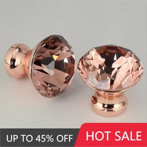 Crystal Glass Cabinet Knobs Rose Gold Handle Decoration Pull Handle for Kitchen Bathroom Wardrobe Cupboard Home Decoration
