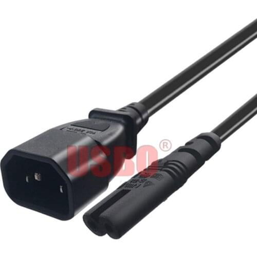Black 0.2M 0.6M 1.0M 2.0M 3.0M PVC copper IEC320 C14 TO C7 power cord 2.5A/10A 250V C7 eight-suffix UPS PDU power cable