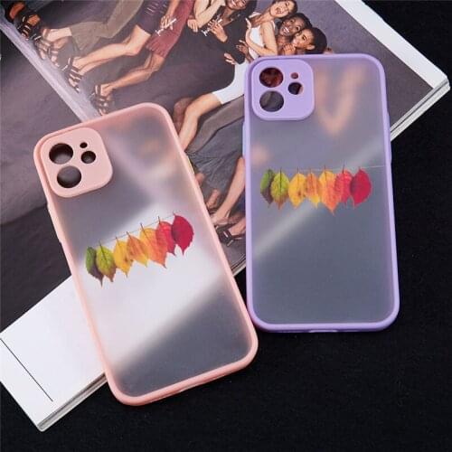 Cute Unique Design Gradient Color Leaves Phone Case for iPhone 12 Mini 11 Pro X XS XR Max 6 6S 7 8 Plus SE 2020 Back Cover