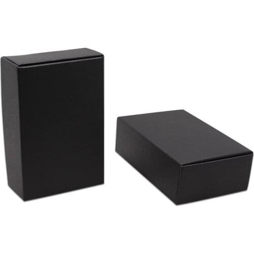 Black Kraft Paper Folding Decoration Box for Small Ornaments Gifts Packaging Birthday Favors Cardboard Square Boxes 9.4x6.2x3cm