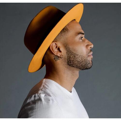 Unisex Structured Traveller Wool Felt Hat Men Women Fedora Hat Yellow Sun Hat Cowboy Cap