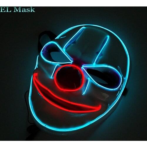 GZYUCHAO EL Light Up LED Mask Illuminated Glowing EL Joker Mask For Costume Halloween Rave Cosplay Party Xmas
