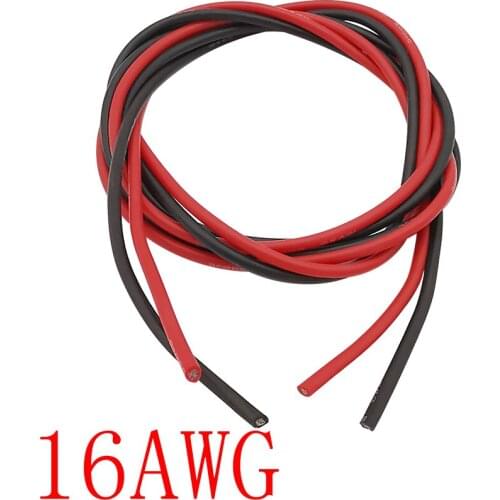 1Meter Black +1Meter Red Heat-resistant Cable Wire Soft Silicone Wire 16AWG Heatproof Soft Silicone Wires Cables