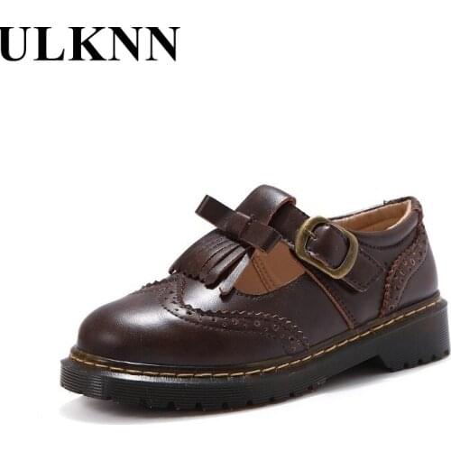 ULKNN Pupil Elegant Tassel Leather Shoes For Girls 3 Colors Occasion Children Party Soft Sole Breathable Cute Shoes 2021 New