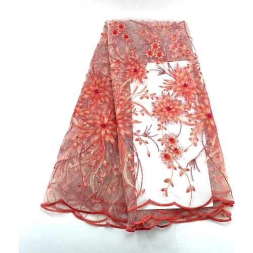 High quality chiffon fabric French sequin laces peach color nigerian sequin lace fabrics 067 for wedding