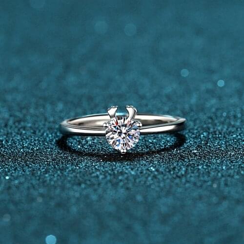 Silver 0.5 Carat Excellent Cut Diamond Test Passed D Color Good Clarity Moissanite Deer Ring Female Silver 925 Wedding Jewelry