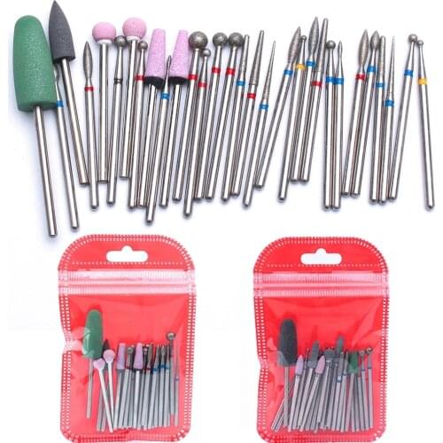 30pc/set Diamond Nail Drill Bit Set Electric Tools Metal Bits Nail Files Milling Cutter for Manicure Accessories Nail Salon