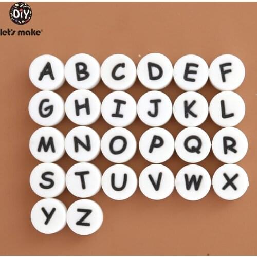 Lets Make Baby Teether 50Pcs Tiny Rod DIY Making Rattle Silicone Beads For Mobile Crib Slicone Letter Teething Toys