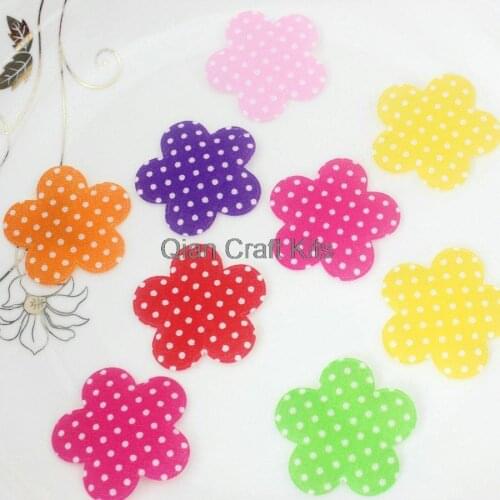 500pcs big polka dots flower padded appliques, summer applique, hair bow supplies, craft supplies, scrapbooking supplies 40mm