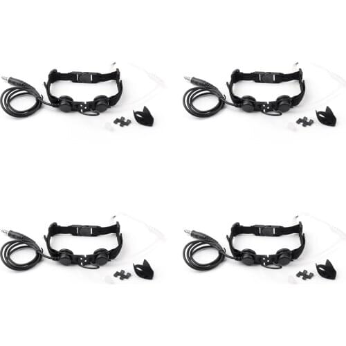 Artudatech 4Pcs Throat Mic Headset Walkie-talkie VOX Field Operation Military Radio Black