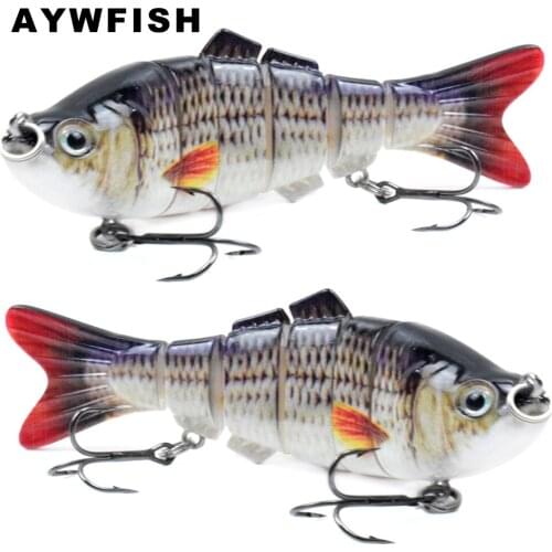 AYWFISH Jointed Swimbait 100mm 16.5g Bass Pike Trout Swim Bait Sinking Lifelike Colors 7 Sections Rattles Plastic Fishing Lure