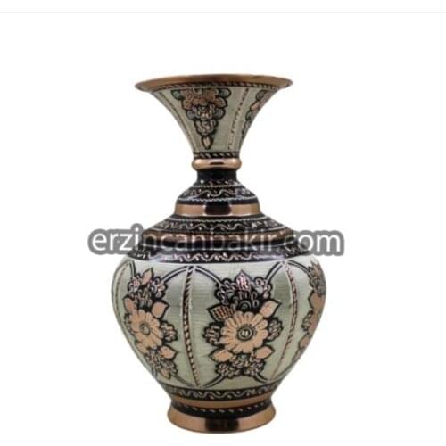 Bakır Oyma Emaye İşi Vazo - VZ-102