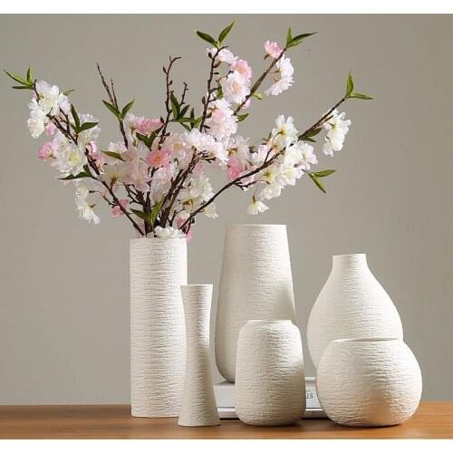 White Vase Ceramic Vase Decoration Dry Flower Arrangement Modern Minimalist Literary Living Room White Creative Home Decoration