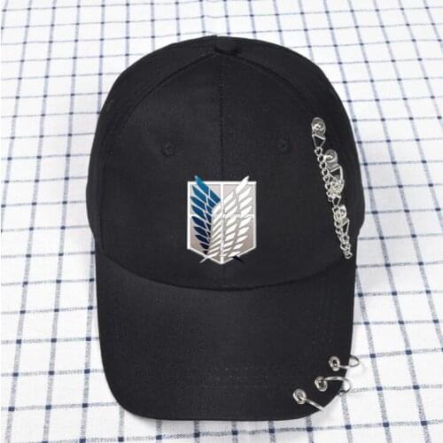 Anime Attack On Titan Baseball Cap With Ring Circle Snapback Hats Cartoon Pattern Trucker Hat