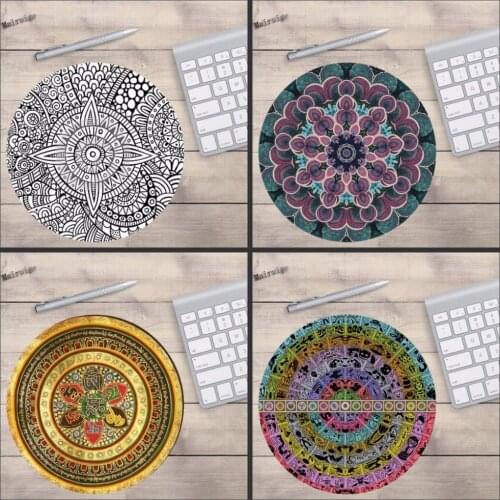 Mairuige Cheap And Good Designed Mouse Pad With Mandala Pattern Fashion Design Circular Mousepad With Rubber 20cm by Mouse Pads